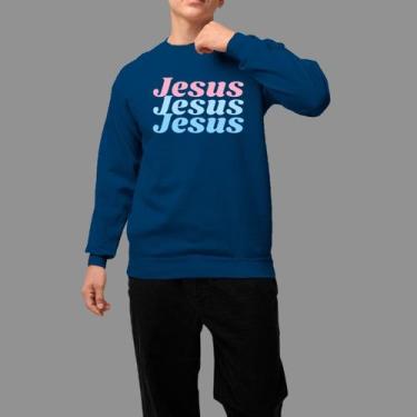 Imagem de Moletom Gola Careca Religioso Moda Cristã Tecido Macio Jesus Frase - R