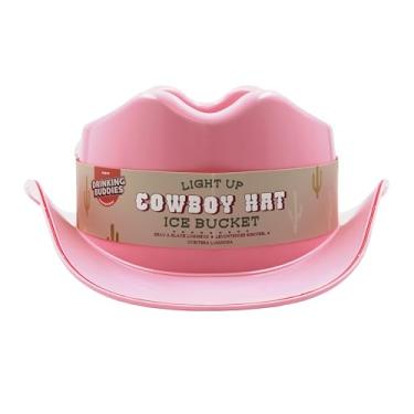 Imagem de NPW Drinking Buddies Light Up Cowboy Hat Ice Bucket - Balde de gelo em forma de chapéu de cowgirl, LED, perfeito para festas e celebrações