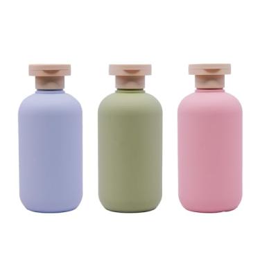 Imagem de Saim Shampoo de viagem recarregável com tampa flip, frascos de plástico vazios de 100 ml com tampa flip, recipiente de loção para loções, cremes faciais, xampus, condicionador de cabelo, verde + azul