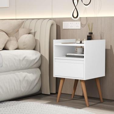 Imagem de Mesa de Cabeceira Suspensa e Com Pés Palito, Com Porta Milena cor Bran