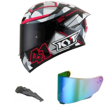 Imagem de Capacete KYT TT Course Espargaro 18 Fuxia Mais Viseira Camaleão e Spoi