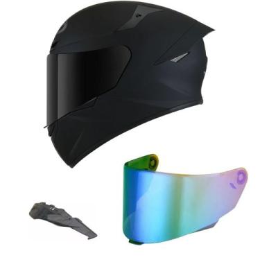 Imagem de Capacete KYT TT Course Plain Preto Fosco Mais Viseira Camaleão e Spoil