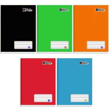 Imagem de Kit 10 Cadernos Colorido Brochurão 96 Folhas Costurado Capa Dura Refor