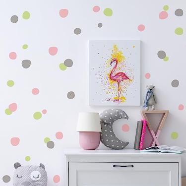 Imagem de Adesivo De Parede Bolinhas Irregulares Rosa Cinza Verde 2m²