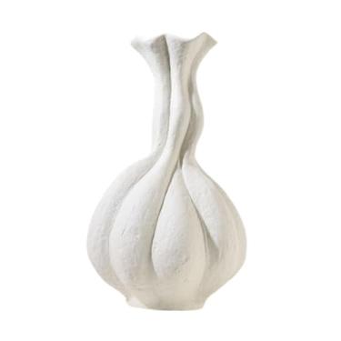 Imagem de XLWLLNJ Ornamento de comprimido de vaso de flor de cerâmica Modern simples recipiente floral, arranjo de flores para mesa de café, presente de inauguração, Branco