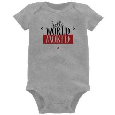 Imagem de Body Bebê Hello World - Foca na Moda, Cinza, GG