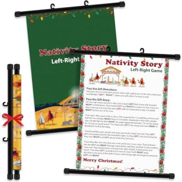 Imagem de Syhood Christmas Pass The Gift Game Christmas Left Right Game Exchange Game Christmas Hanging Scroll Decoration for Wall Nativity Game Christmas Religious Game (Religious)