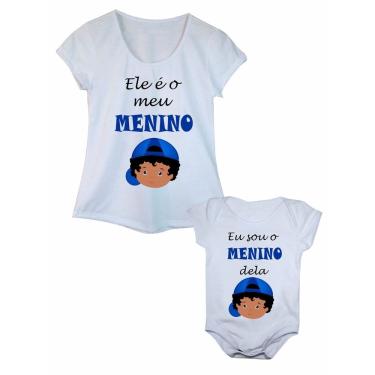Imagem de Camiseta e Body de Bebê Meu Menino Kit Tal Mãe Tal Filho