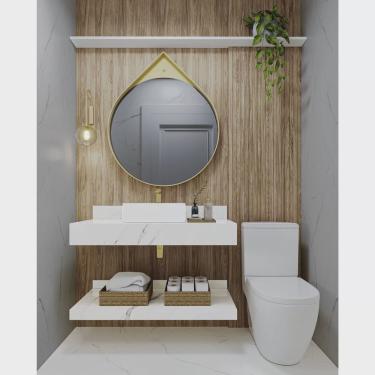 Imagem de Bancada em Porcelanato para Banheiro 100cm Sem cuba branco