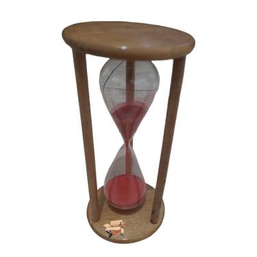 Imagem de Ampulheta Retro Em Madeira Vidro Areia Decoração Tamanho Gg