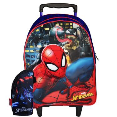 Imagem de Mochila Escolar De Rodinhas Com Estojo Homem Aranha E Venom