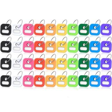 Imagem de ttstar Capas para chaves, identificadores de etiquetas de silicone duráveis, etiquetas quadradas de 2,5 cm para chaves padrão de 0,9 a 1,05 polegadas, chaveiro codificado por cores com anel e janela