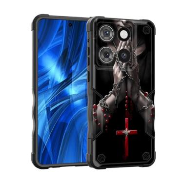 Imagem de EFGWSDER Capa para Moto G Stylus 5G 2025, [camada dupla] [proteção contra quedas de grau militar] Capa resistente à prova de choque para Motorola Moto G Stylus 5G 2025, mãos rezando segurando a cruz