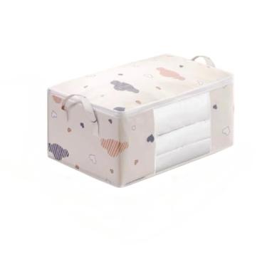 Imagem de Caixa Organizadora Flexível Closet Roupa Cobertor Casacos Armário(3 Unis Bege)