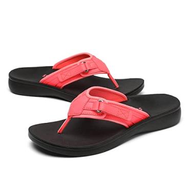 Imagem de SOLLBEAM Sandália feminina original ortopédica confortável estilo chinelo com suporte de arco no calcanhar, rosa, 8