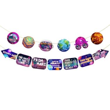 Imagem de Faixa espacial, tema de galáxia, caneca do espaço sideral, adereços de cabine de fotos para festas de aniversário ou eventos, decorações de festa de aniversário, 13 peças