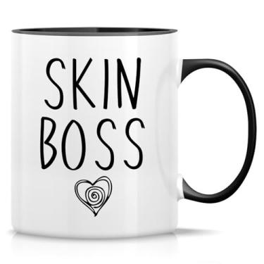 Imagem de Retreez Caneca engraçada de esteticista presente Skin Boss Aesthetics Skin Care Therapist Beautician 325 ml canecas de café de cerâmica - presente de aniversário inspirador de agradecimento - Caneca