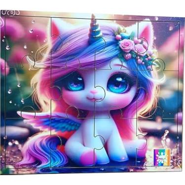 Imagem de Quebra-Cabeça Infantil do Unicórnio 13 Peças Tabuleiro em MDF