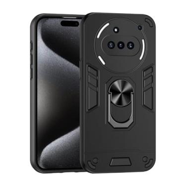 Imagem de Pzwoxukhov Capa compatível com Nothing Phone 3A, suporte embutido para carro magnético à prova de choque e antiqueda, capa preta