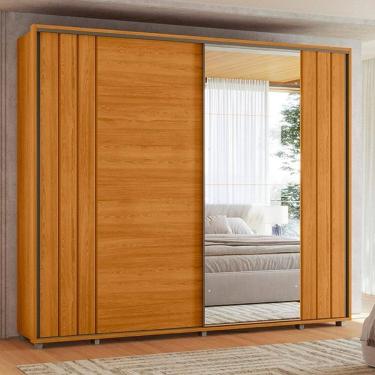 Imagem de Guarda Roupa Casal 1 Porta com Espelho Dali Cinamomo