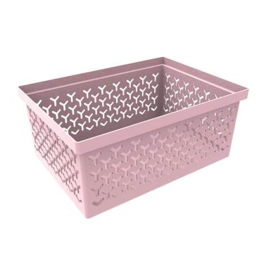 Imagem de Caixa Organizadora Rosa Crippa Cesto Médio Retangular Escritório Banheiro Closet