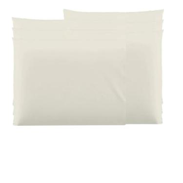 Imagem de Kit 4 Fronhas (2 Pares) 100% Algodão Em meia malha fio 30/1 para travesseiro 70 x 50 cm (Marfim)