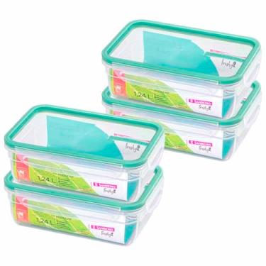 Imagem de 4 Pote Hermético 1,24l Freshy Marmita Micro-ondas Empilhável Sanremo