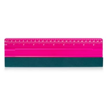 Imagem de FOSHIO Rodo profissional para vinil, decalques, papel adesivo, papel de parede, película de janela, artesanato, ferramenta de alisamento de rodo de feltro de camurça com régua, rosa (25,4 cm)