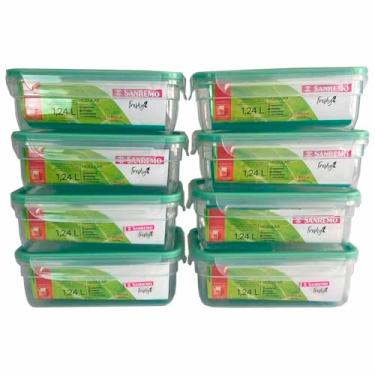 Imagem de 8 Pote Hermético Plástico Trava Freshy 1,24L Freezer Sanremo