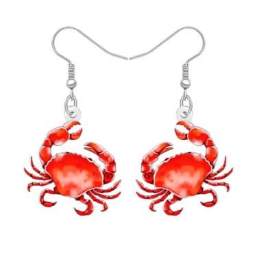 Imagem de DALANE Brincos de acrílico tropicais fofos com pingente de caranguejo engraçado animais marinhos pendurados joias de verão para mulheres, presentes de férias na praia, acessórios, berloques, Medium