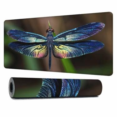 Imagem de Y YIHANGBEST Dragonfly Tapete de mesa grande mouse pad colorido bonito asa totalmente estendida teclado de computador para jogos mousepad para casa, escritório 35,4 x 15,17 cm