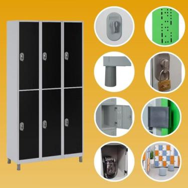 Imagem de Armário de Aço com 6 Portas Grandes locker academia vestiário funcioná