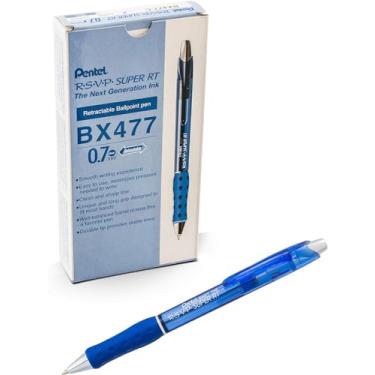 Imagem de Pentel Caneta esferográfica RSVP Super RT (0,7 mm), linha fina, tinta azul, caixa com 12 (BX477-C)