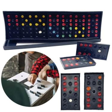 Imagem de Kit Jogo Dominó de Tabuleiro Estojo De Plástico Preto 28 Peças Brinque