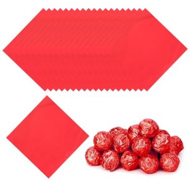 Imagem de PATIKIL Embalagens de doces de 7,5 cm, 100 peças de papel de embrulho de chocolate para decoração de doces caseiros de caramelo faça você mesmo, embalagem de bolo de chocolate, vermelho