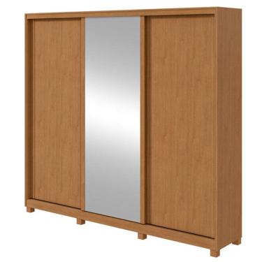 Imagem de Guarda Roupa Casal Forma 230 3 Portas Amêndoa Clean Off White Flex com Espelho Glass e Pés – Lopas