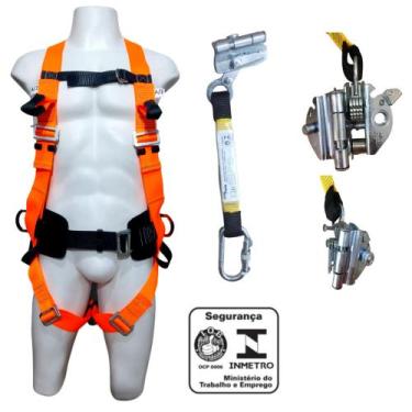 Imagem de KIT Cinto de Segurança Paraquedista Abdominal 3 pontos com Trava queda