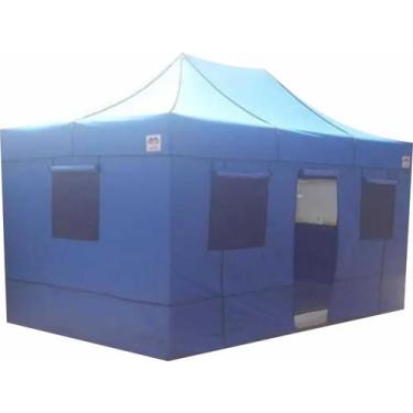 Imagem de Tenda Sanfonada Camping 4,5x3 Metros Nylon - Goiânia Toldos, Azul