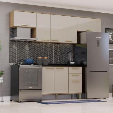 Imagem de Cozinha Modulada Compacta 4 Peças Com Tampos Isis Luciane Mó Avelã-moc