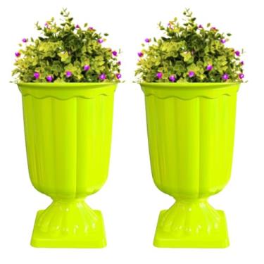 Imagem de 2 Vasos Grego Neon Decoração Mesa Neon Brilha na Luz Negra (Amarelo)