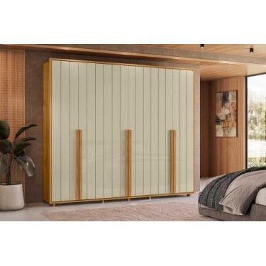 Imagem de Roupeiro Volpi 100% MDF ripado 6 portas e 6 gavetas - Cumaru Opala - M