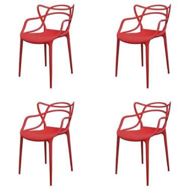 Imagem de Kit 4 Cadeiras Empilhável Inmetro Aviv Master Allegra Fratini Poliprop