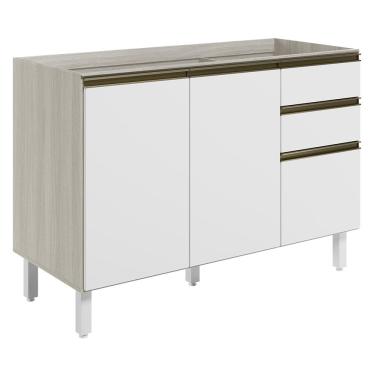 Imagem de Balcao Para Pia 2P 3G 120cm MDF Kali 16417 Bianco Toq Branco Uv Nicioli