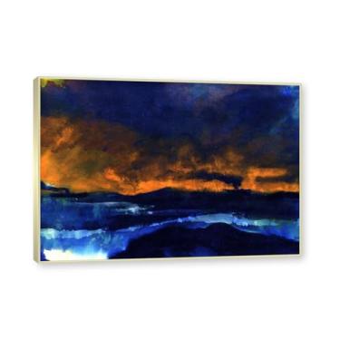 Imagem de NHLDZYH Moldura dourada champanhe. Impressões de Emil Nolde, (mar com céu amarelo), reproduções de pinturas famosas, imagem de arte abstrata para sala de estar quarto decoração de casa. 70 x 98 cm