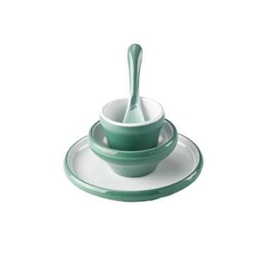 Imagem de Decalque branco comercial com bordas delicadas imitação de porcelana - duas cores verde e branco