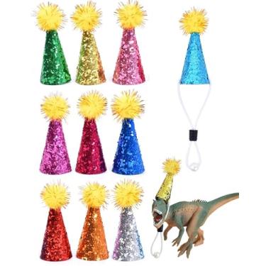 Imagem de LEFUBABY 10 PCS Mini Small Glitter Birthday Party Hats (10, 2'' x 3.5'')