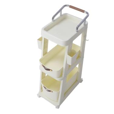 Imagem de AYNEFY Rolling Utility Cart Capacidade Espaçosa de Armazenamento para a Cozinha da Sala de Estar do Escritório, Carro de Armazenamento Multifuncional Robusto para Prateleiras Móveis, Material de