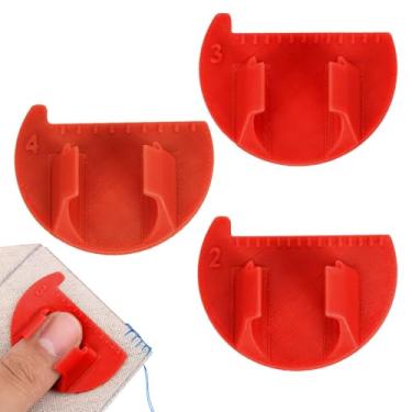 Imagem de 3 Peças Régua de Dedo para Costura Pontos Uniformes, Mini Guia Ponto Polegar 2/3/4mm Kit de Gabarito Costura Manual Precisão e Ferramenta para Quilting (Vermelho)