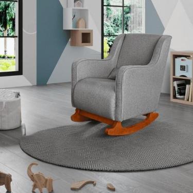 Imagem de Poltrona De Amamentação C / Balanço Cadeira Descanso Aquila Linho - LU