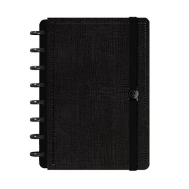 Imagem de Caderno De Disco Capa Dura Inteligente 80 Folhas Solid Touch(M (17 x 23 cm),Linho Preto)